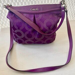 Coach Ashley Purple OP Art Crossbody Bag Dotted Berry Purse F20088
